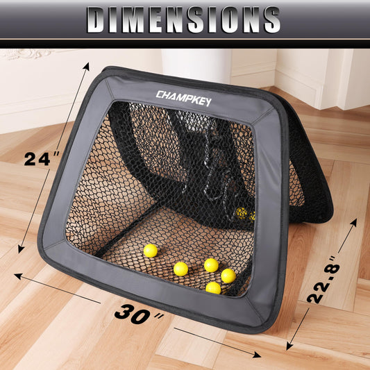 CHAMPKEY Two Sided Golf Chipping Net with Chipping Mat and 12 Foam Golf Balls - Professional Golf Practice Net - Improve Short Game and Skills Chipping Net