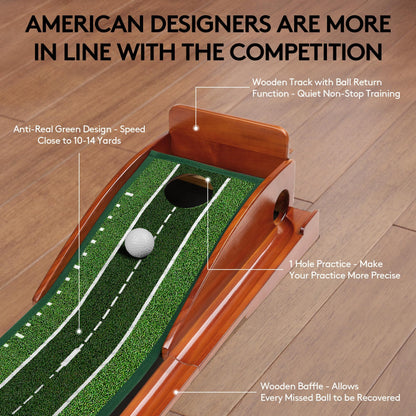 Kalramay Putting Green Indoor Golf Putting Mat – Easy to Assemble with Automatic Ball Return, Wrinkle-Free Close to Real Green Speed, Suitable for Office, Recreation Room, Patio – Ideal Gift