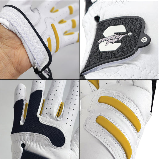 MONKEY GRIP Golf Glove Bearing Capacity Non silp No Slice pad Premium Lether Power Pad Left Hand (Man-Medium)
