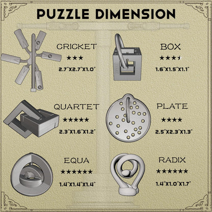 Fun Metal Brain Teaser Puzzle Games,6 Pcs Mind Travel 3D Toys and 1 Pcs Metal Puzzle Rack,Teens&Adult IQ Test,Logic Educational Gift, Puzzle Switch Games School Supplies,Table Decor