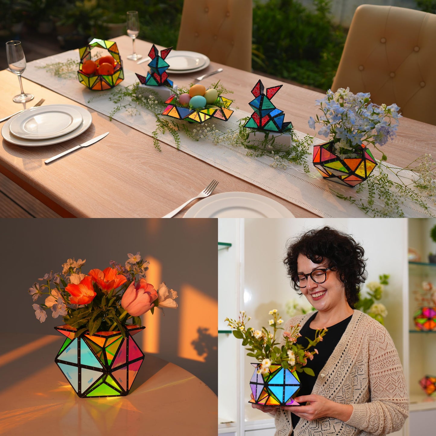 TOSY Magnet Pyramid Glow - 1 Cube Transforms into 1 Billion Shapes, Easter Basket Stuffers Essentials for Kids/Teens, 243 Rare Earth Magnets, Glowing, Holographic Design, Puzzle/STEAM Toy
