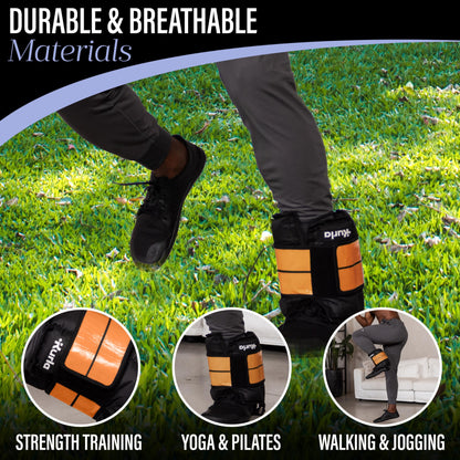 Kurla 20 lbs Ankle & Wrist Weight with Adjustable Strap | Breathable Fabric for Strength Training, Walking, Yoga & Rehab | Durable At-Home Workout Equipment for Men & Women | Orange